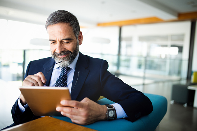 Man holding a tablet